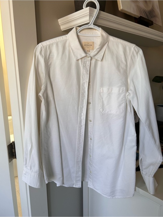Sezane Tops - Sézane White Long-Sleeve Button-Up Shirt